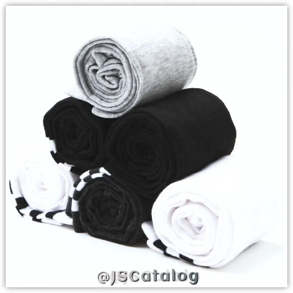 Charcoal w/ White Stripes Cotton Thigh High Socks
